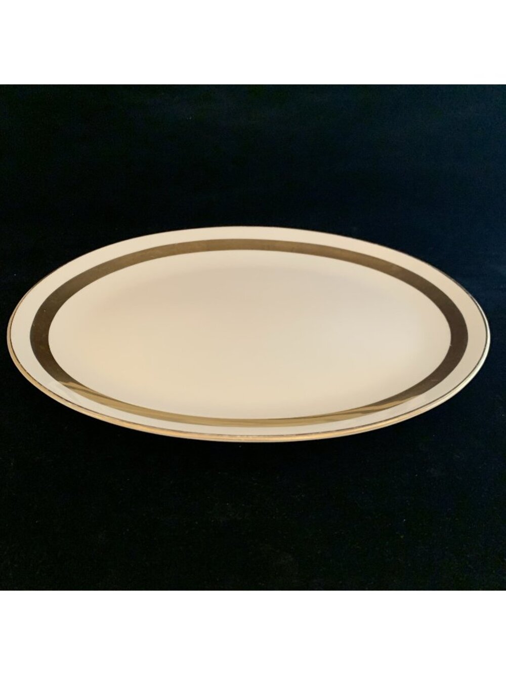 Flintridge China Theme Oval Serving Platter 14" Gold Band California MCM